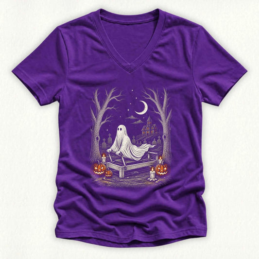 Stretching Ghost Lady V-neck