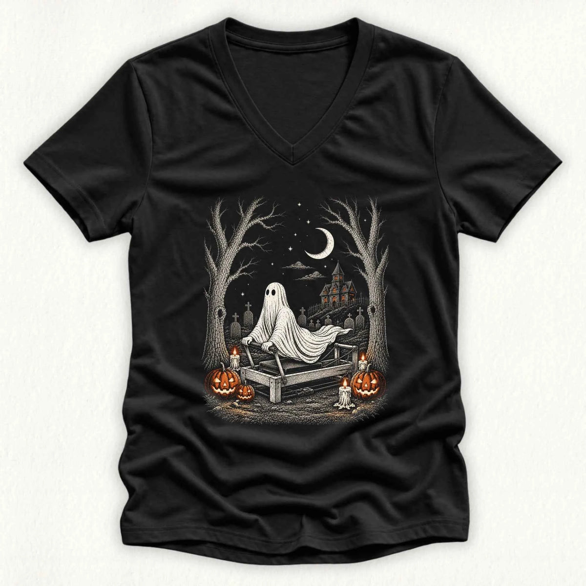 Stretching Ghost Lady V-neck