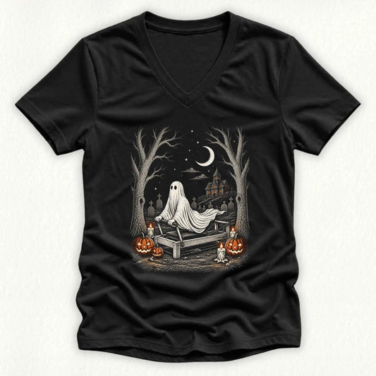 Stretching Ghost Lady V-neck