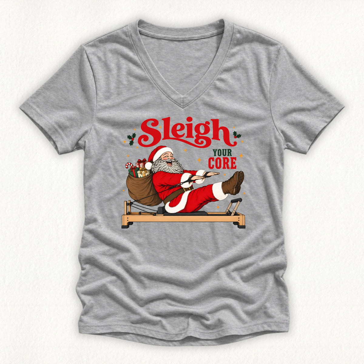 Sleigh Your Core Lady V-neck