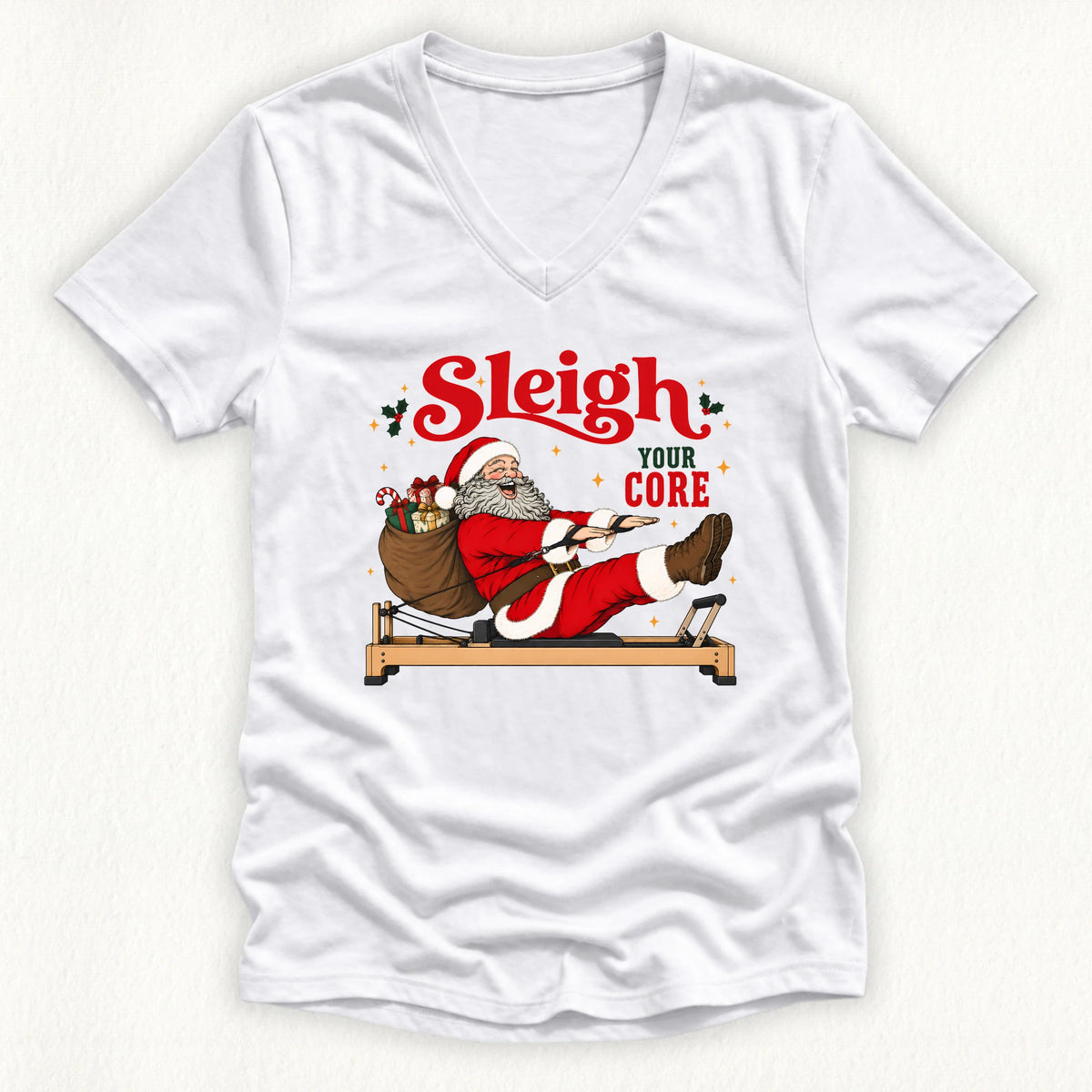 Sleigh Your Core Lady V-neck
