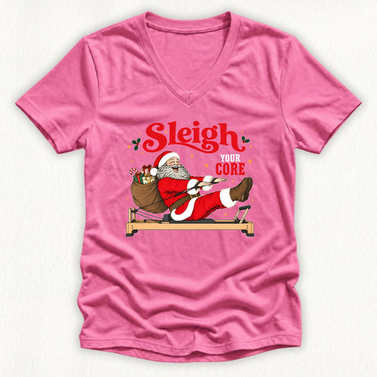 Sleigh Your Core Lady V-neck