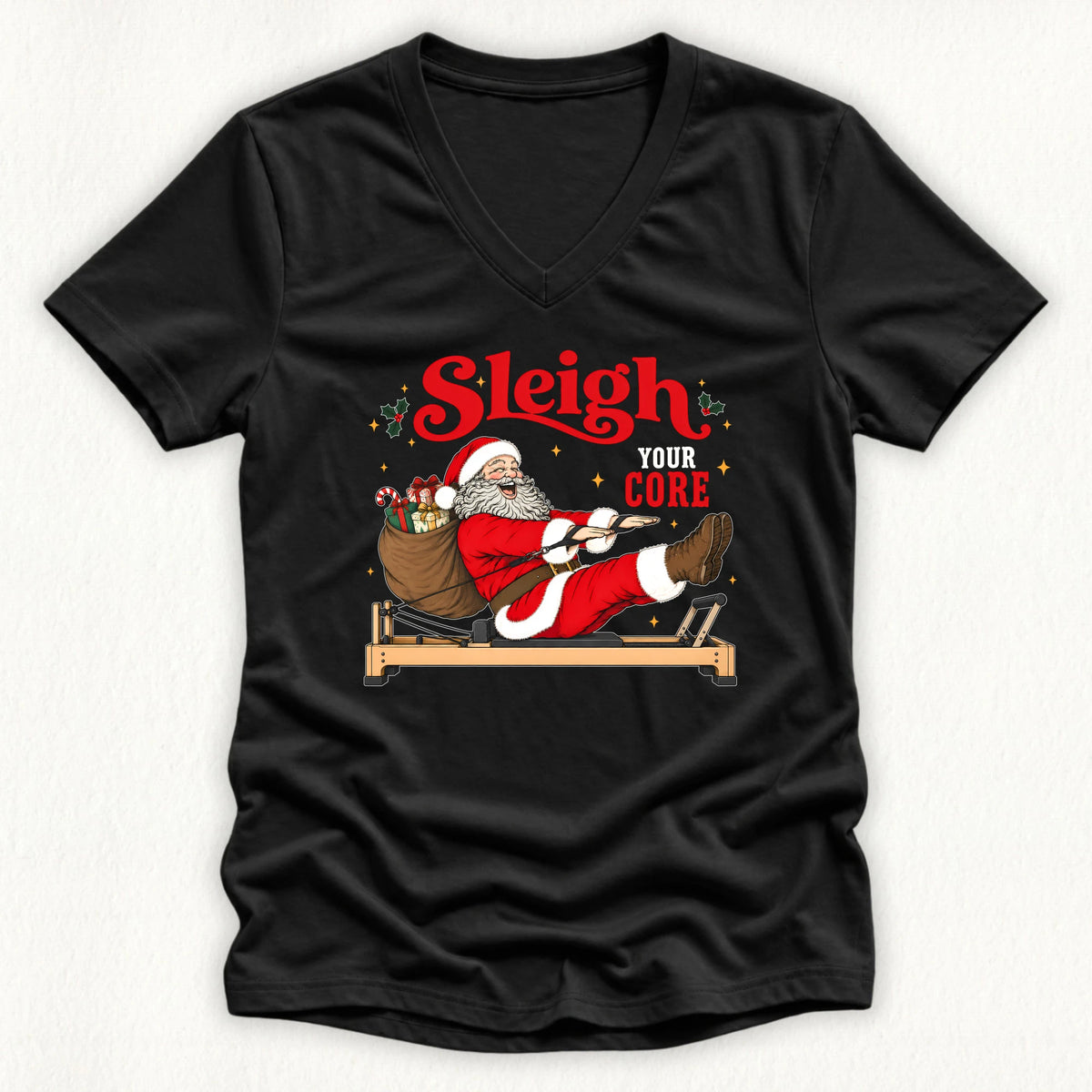 Sleigh Your Core Lady V-neck