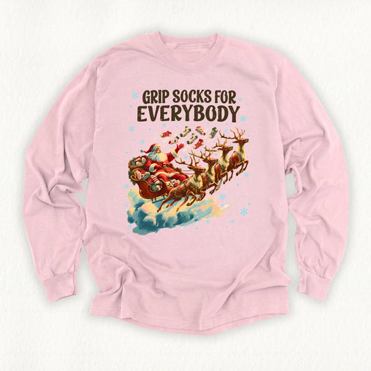 Santa Grip Socks Long Sleeve T-shirt