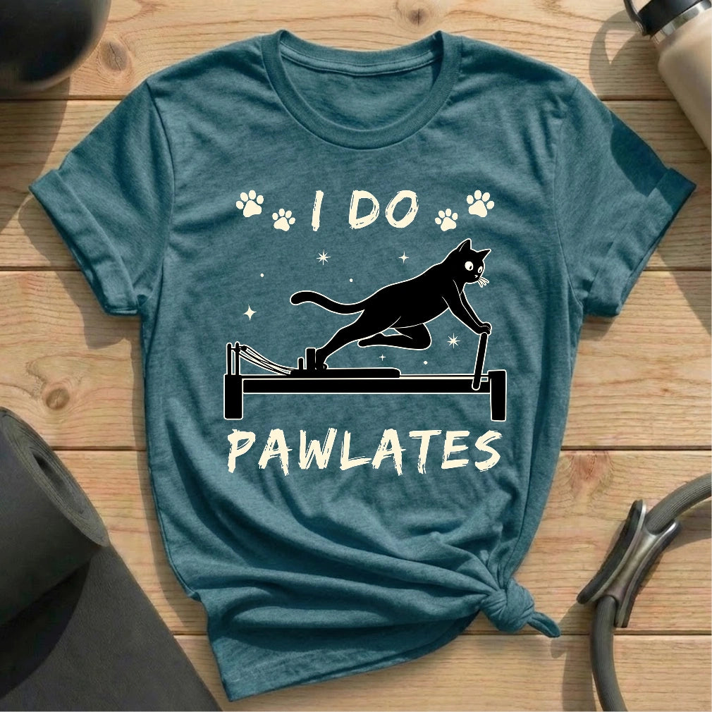 I Do Pawlates Cat Heather Deep Teal T-shirt in MindCloth Pilates Tshirt Collection