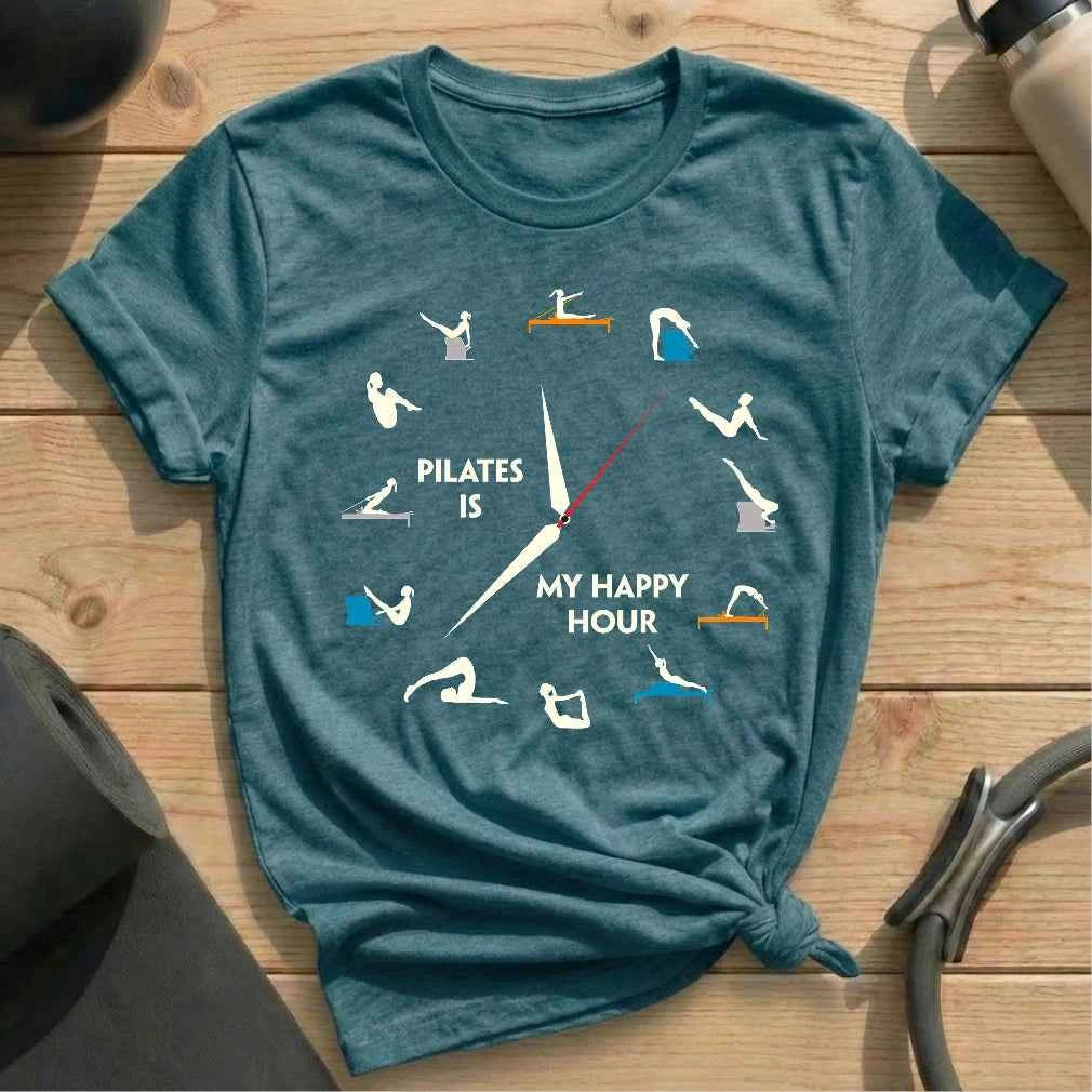 Pilates Happy Hour Clock T-shirt