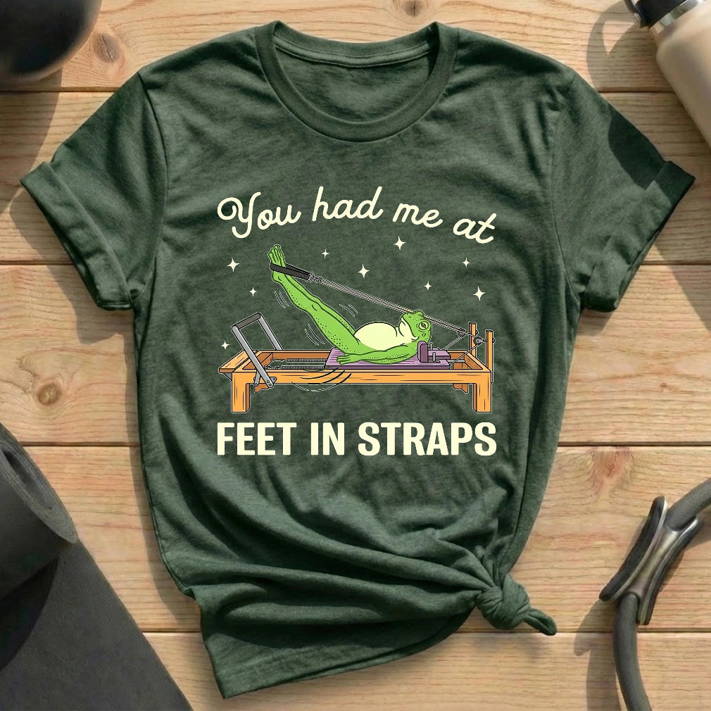 Frog Love Feet In Straps T-shirt - in MindCloth Pilates Tshirt Collection