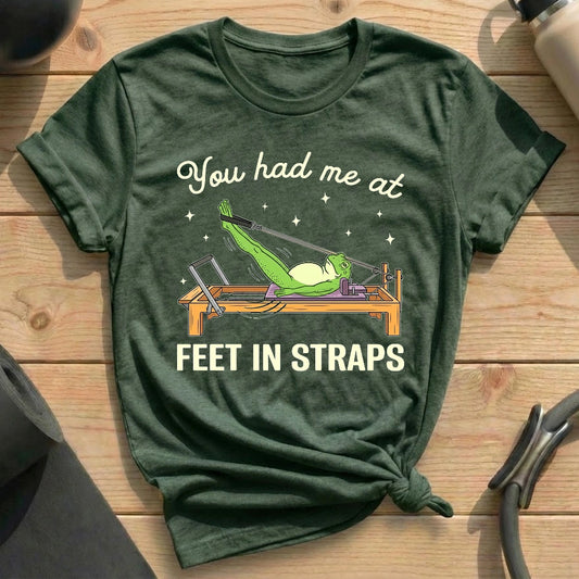 Frog Love Feet In Straps T-shirt - in MindCloth Pilates Tshirt Collection