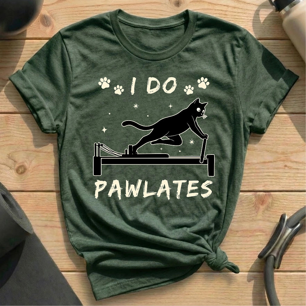 I Do Pawlates Cat Heather Forest T-shirt in MindCloth Pilates Tshirt Collection