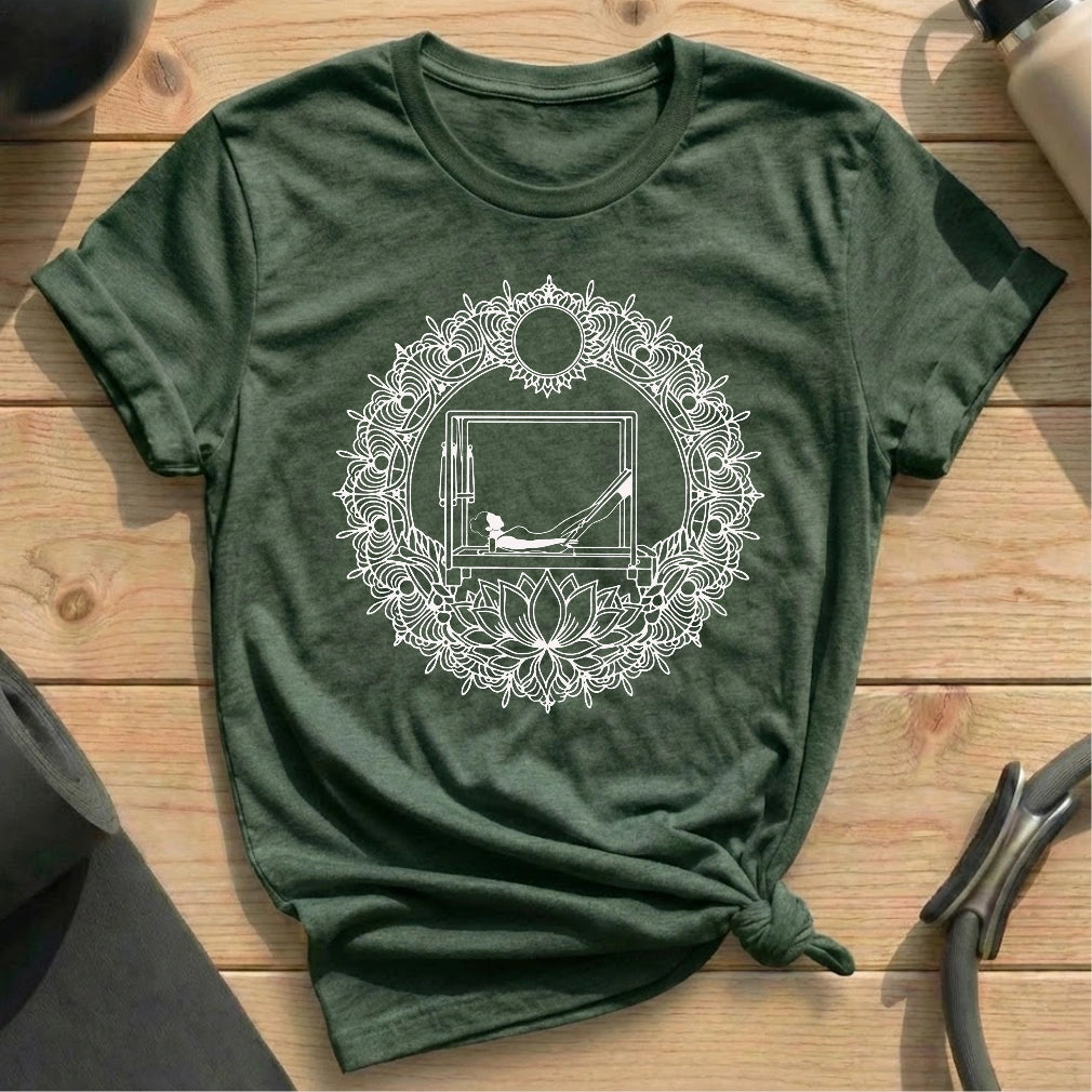 Mandala Pilates Heather Forest T-shirt in MindCloth Pilates Tshirt Collection