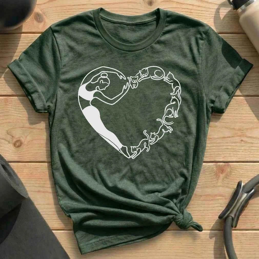 Pilates Cat Heart T-shirt