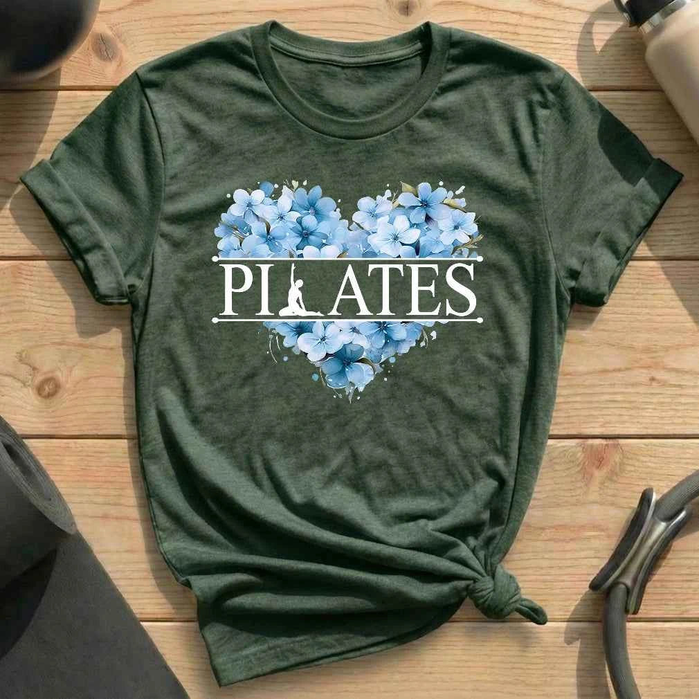 Pilates Floral Heart Shape T-shirt