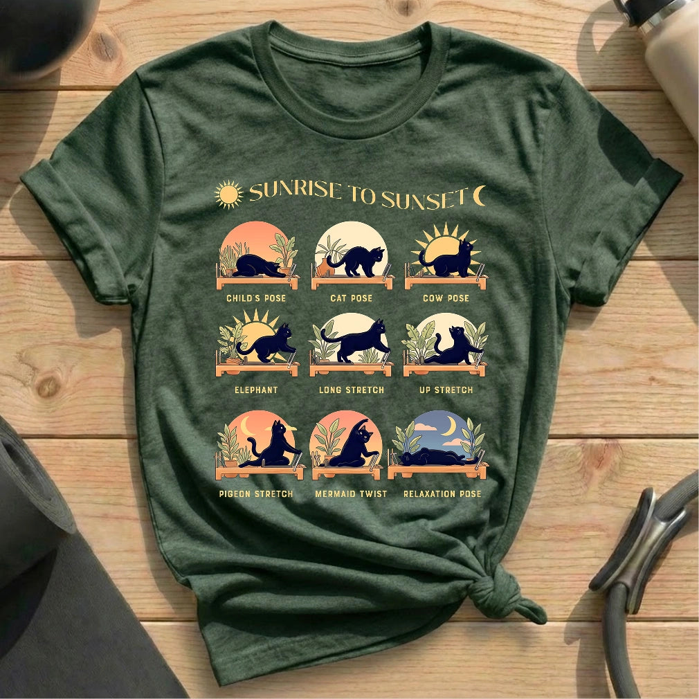 Sunrise to Sunset Pilates Routine Heather forest T-shirt in MindCloth Pilates Tshirt Collection