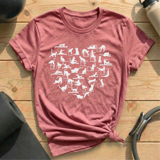Cat Pilates Pose Heart T-shirt