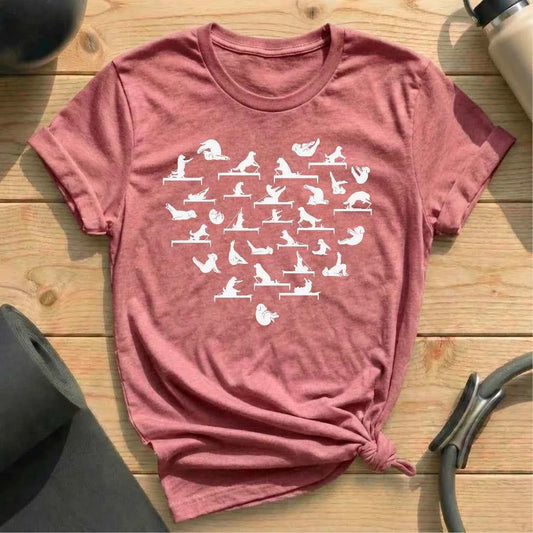 Dog Pilates Pose Heart T-shirt