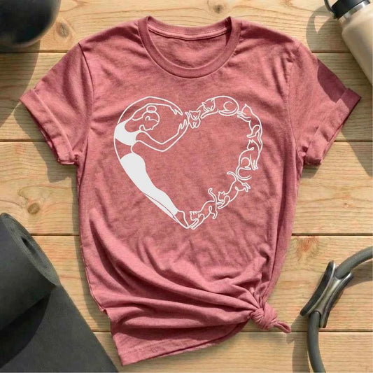 Pilates Cat Heart T-shirt