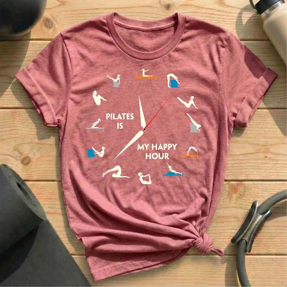 Pilates Happy Hour Clock T-shirt