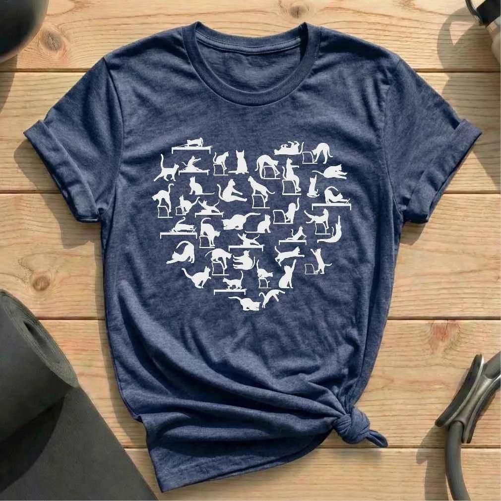 Cat Pilates Pose Heart T-shirt
