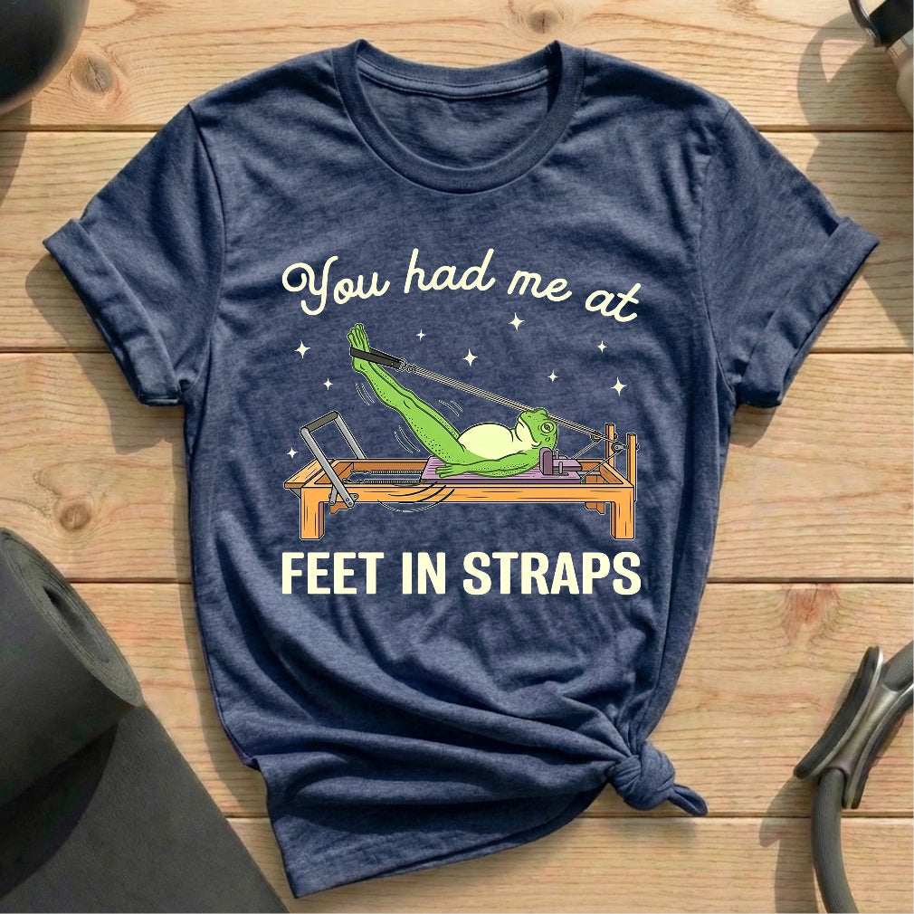Frog Love Feet In Straps T-shirt - in MindCloth Pilates Tshirt Collection