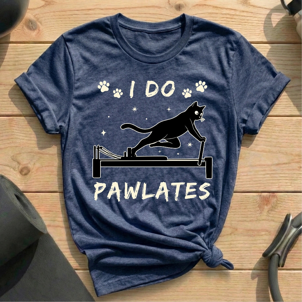 I Do Pawlates Cat Heather Navy T-shirt in MindCloth Pilates Tshirt Collection
