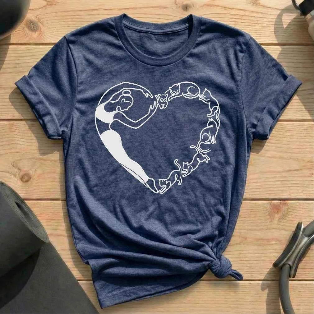 Pilates Cat Heart T-shirt