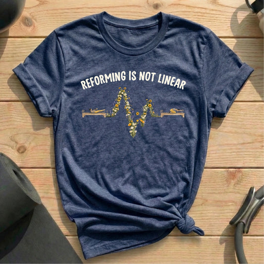 Reforming is not Linear Heather Navy Tshirt  in MindCloth Pilates Tshirt Collection