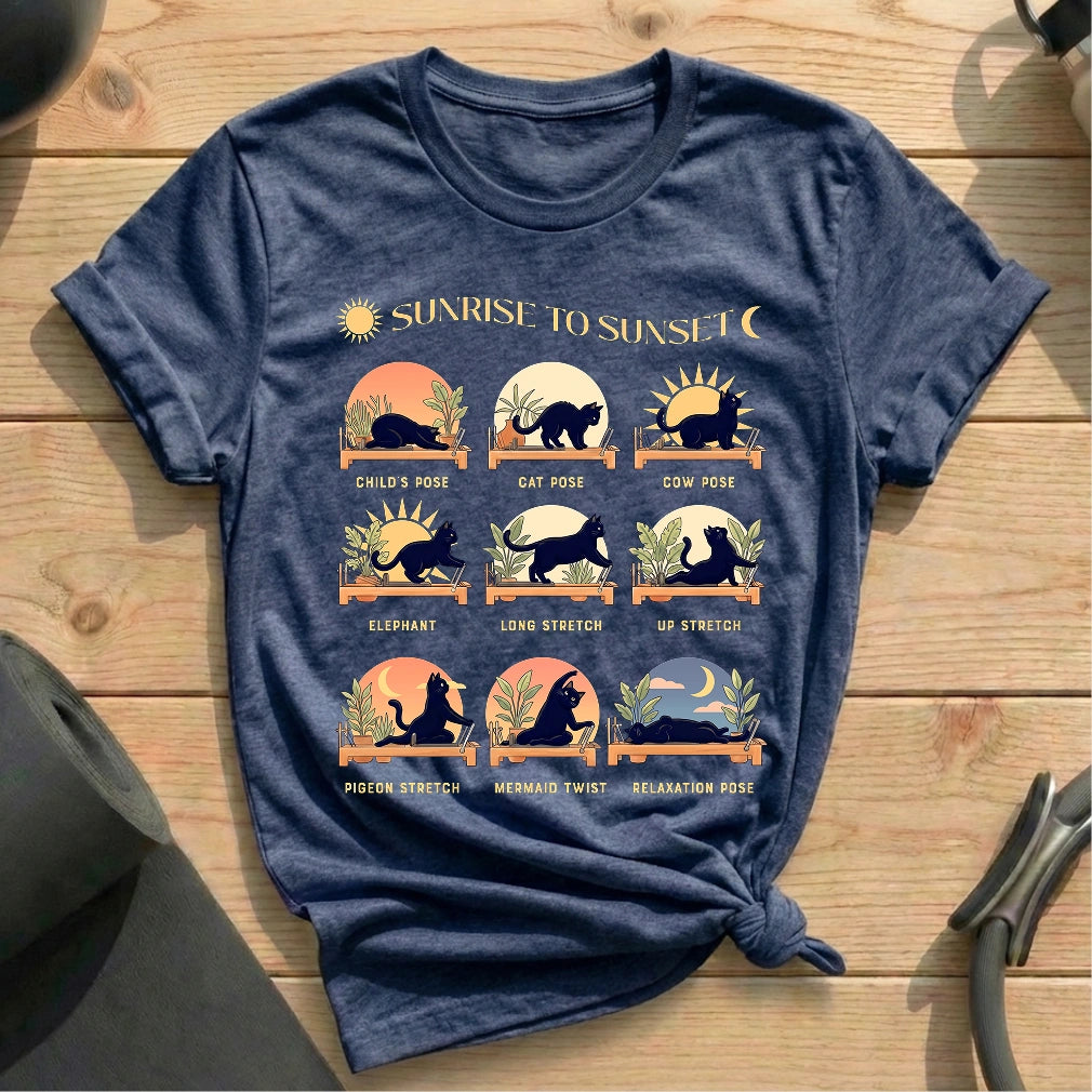 Sunrise to Sunset Pilates Routine Heather Navy T-shirt in MindCloth Pilates Tshirt Collection