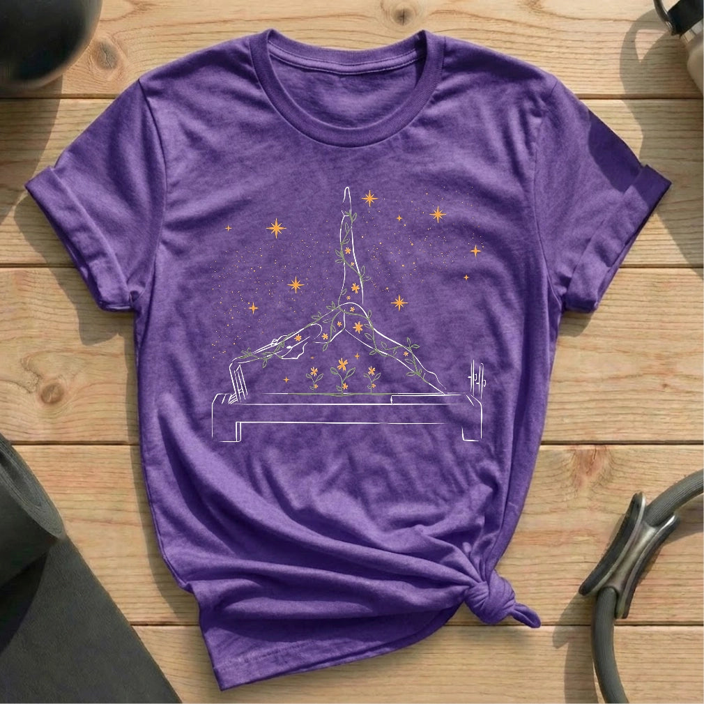 Blooming Reformer Flow Heather Team Purple T-shirt in MindCloth Pilates Tshirt Collection