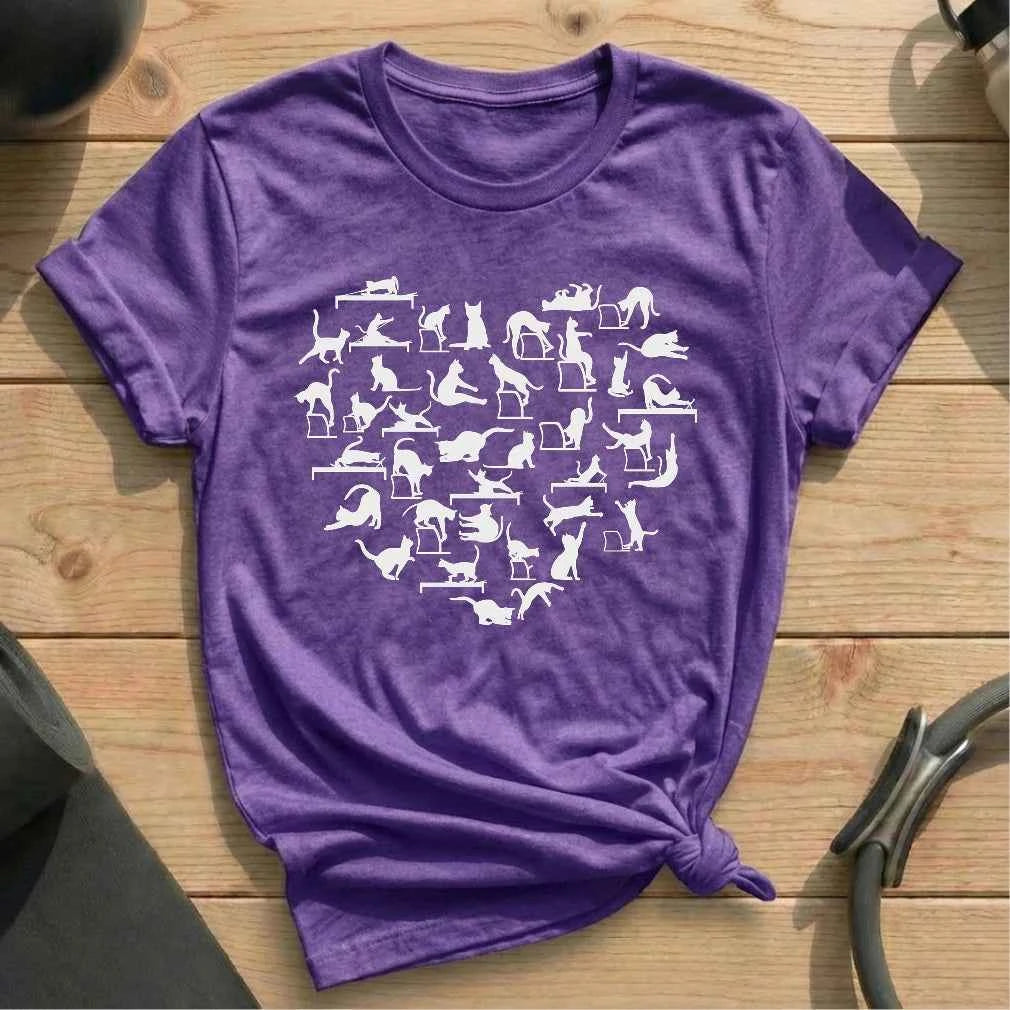 Cat Pilates Pose Heart T-shirt