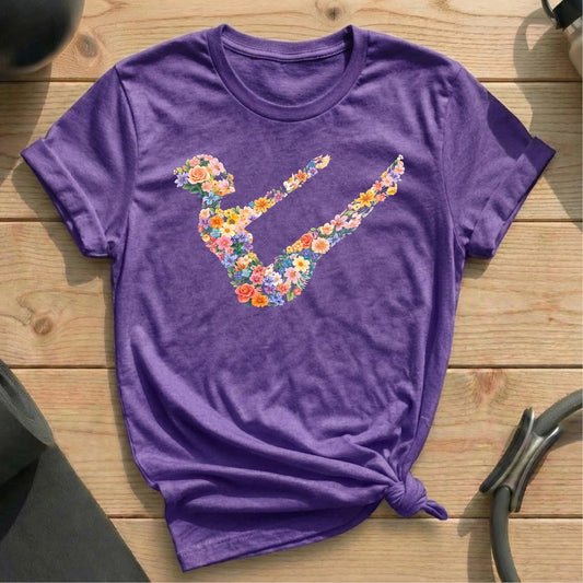 Flowers Teaser Heather Purple T-shirt in MindCloth Pilates Tshirt Collection