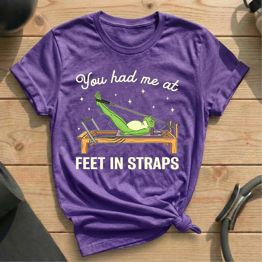 Frog Love Feet In Straps T-shirt - in MindCloth Pilates Tshirt Collection