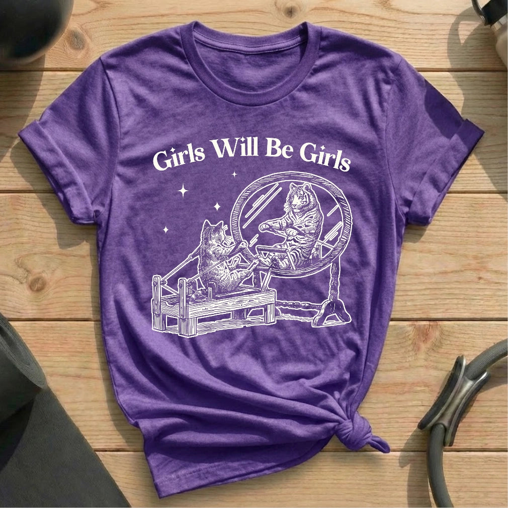 Girls Will Be Girls Heather Purple T-shirt in MindCloth Pilates Tshirt Collection