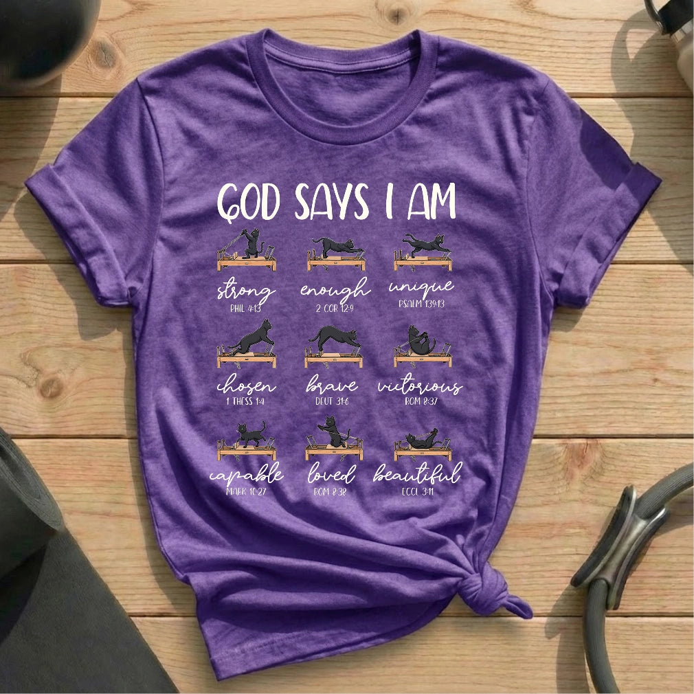 God Says Cats T-shirt - in MindCloth Pilates Tshirt Collection