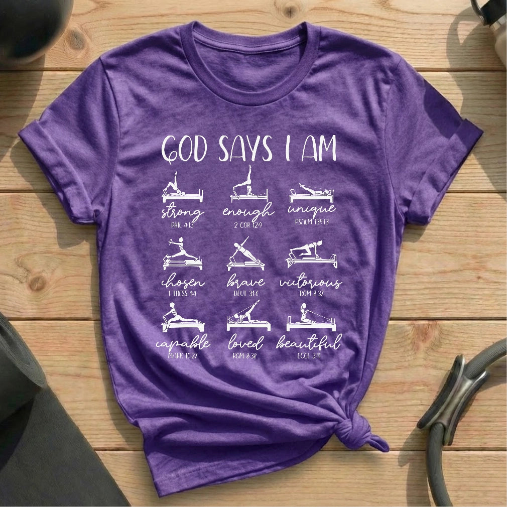God Says Pilates T-shirt - in MindCloth Pilates Tshirt Collection