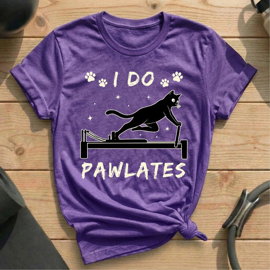 I Do Pawlates Cat Heather Team Purple T-shirt in MindCloth Pilates Tshirt Collection