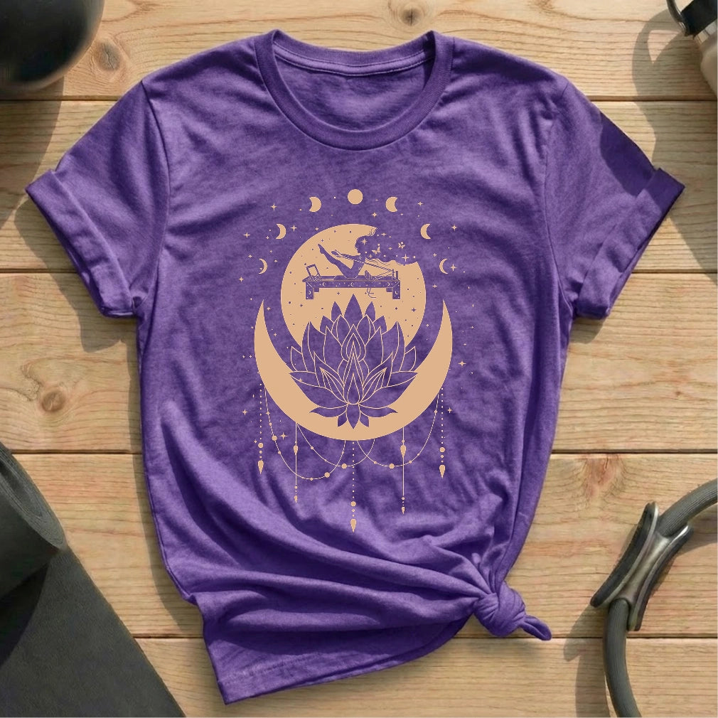 Lotus Reformer Celestial Heather Purple Shirt in MindCloth Pilates Tshirt Collection