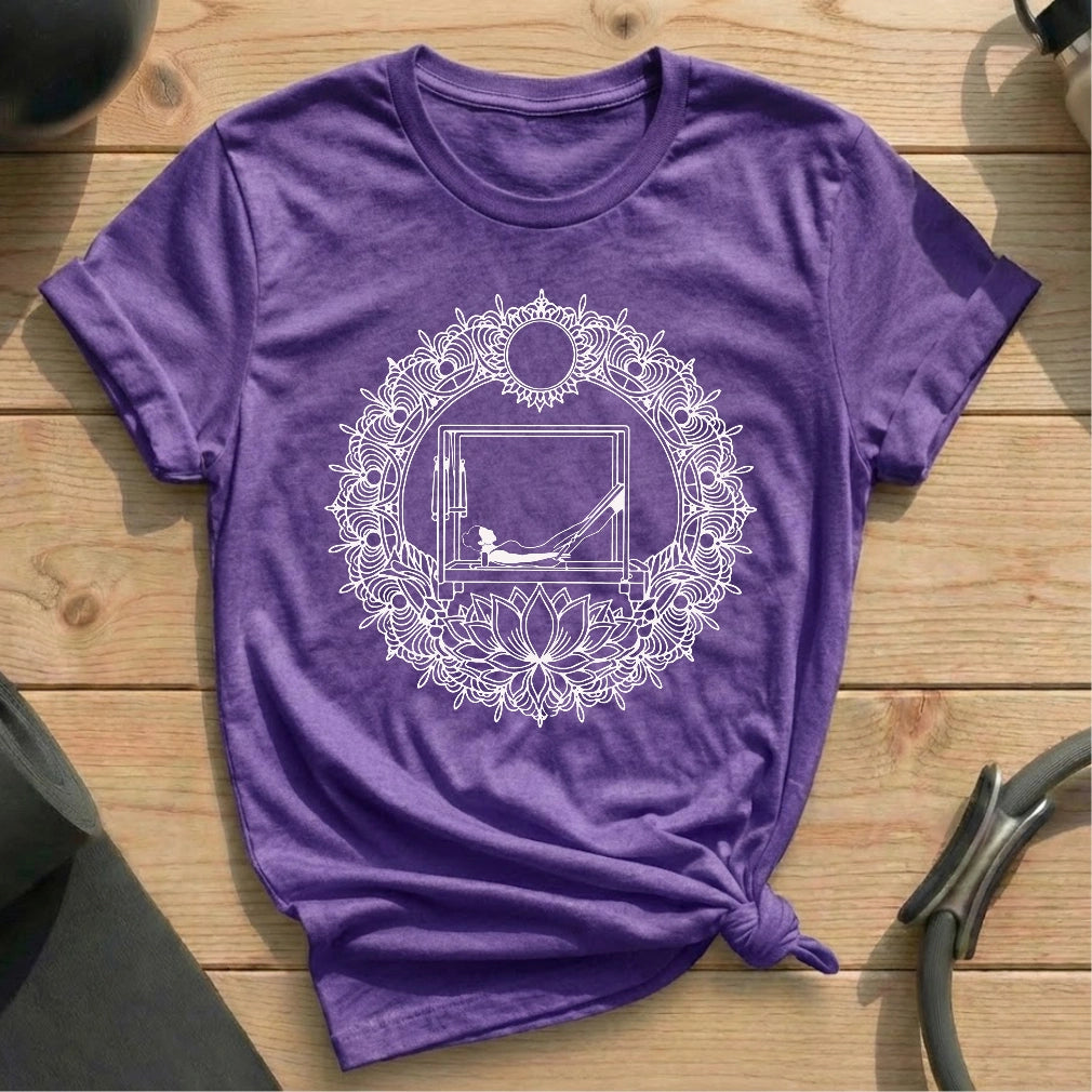Mandala Pilates heather purple Tshirt in MindCloth Pilates Tshirt Collection