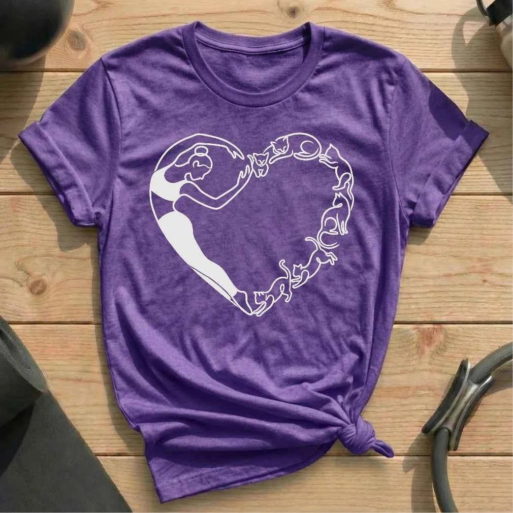 Pilates Cat Heart T-shirt