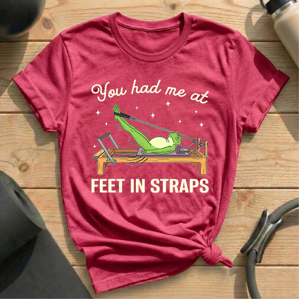 Frog Love Feet In Straps T-shirt - in MindCloth Pilates Tshirt Collection