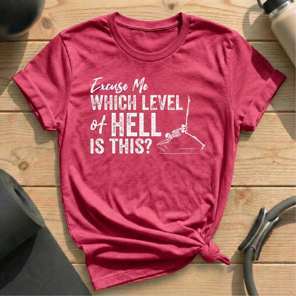 Which Level Of Hell T-shirt - in MindCloth Pilates Tshirt Collection