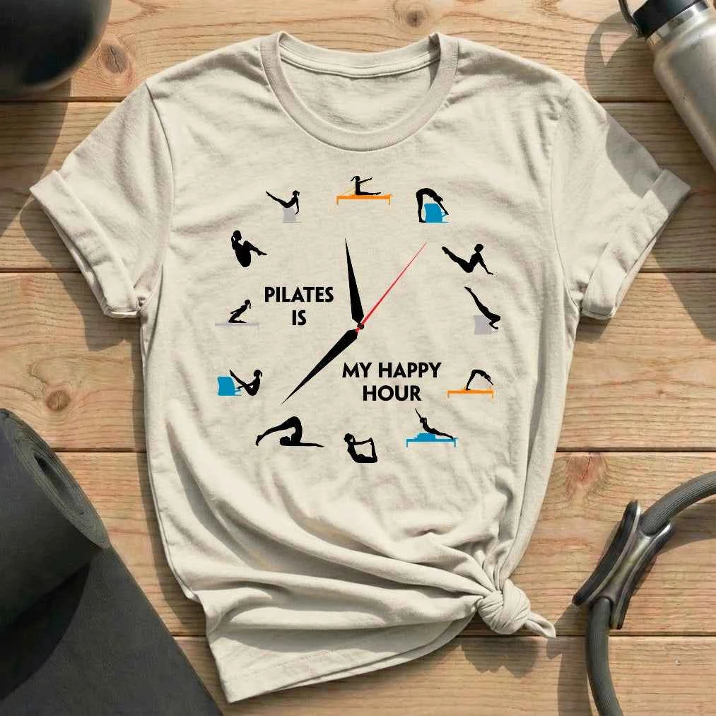 Pilates Happy Hour Clock T-shirt