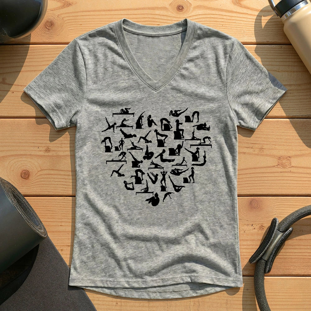 Pilates Poses Heart Lady V-neck