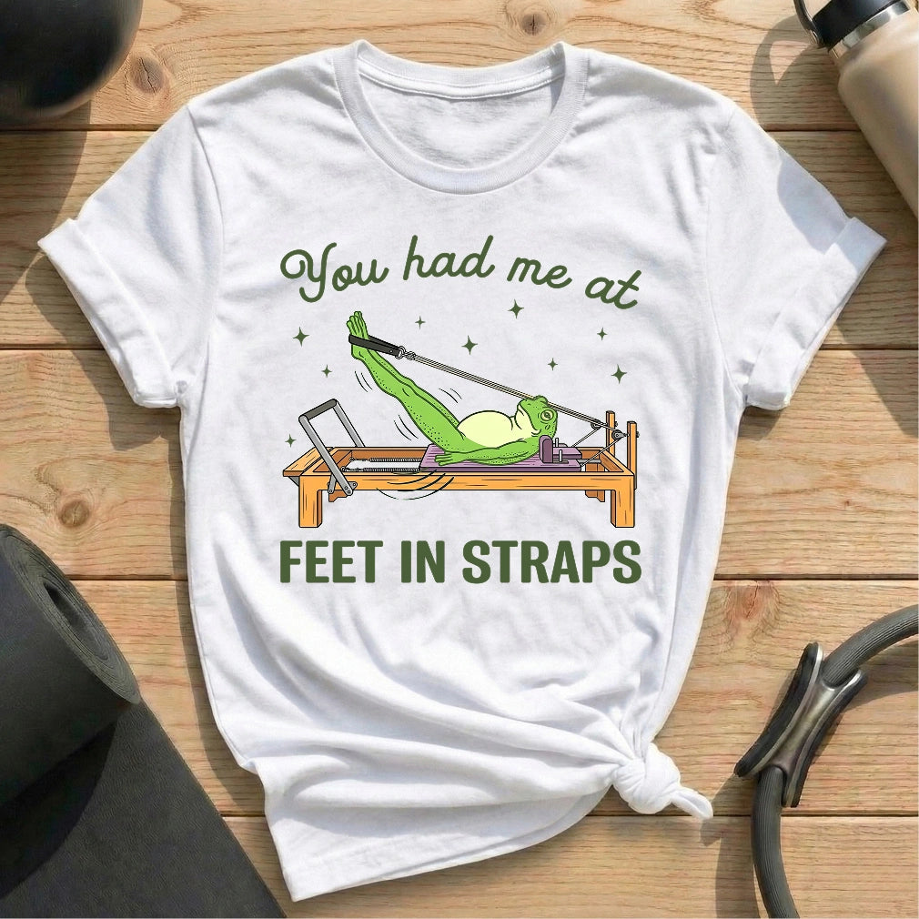 Frog Love Feet In Straps T-shirt - in MindCloth Pilates Tshirt Collection