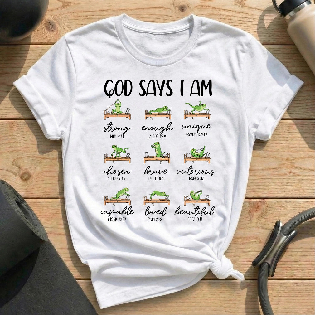 God Says Frog T-shirt - in MindCloth Pilates Tshirt Collection