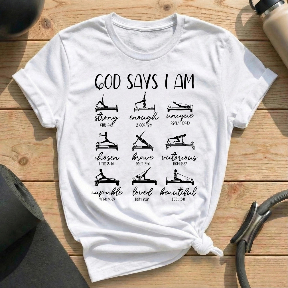 God Says Pilates T-shirt - in MindCloth Pilates Tshirt Collection
