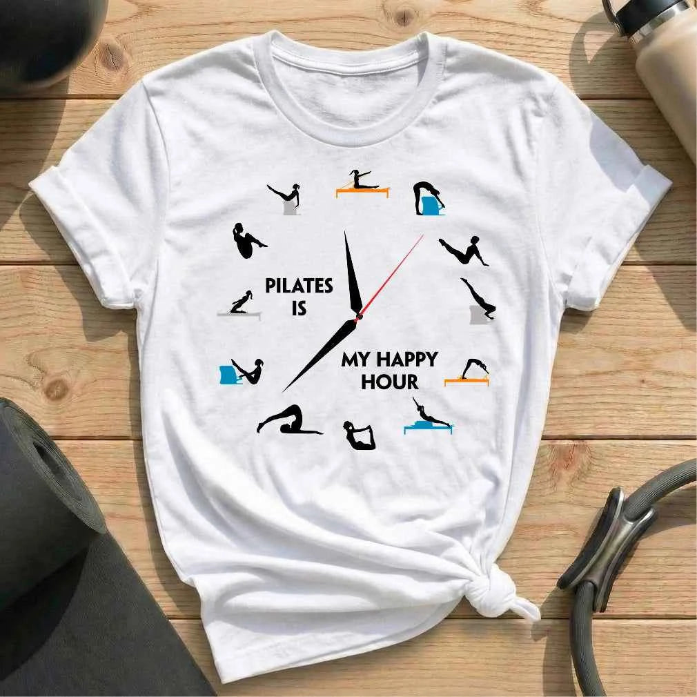 Pilates Happy Hour Clock T-shirt